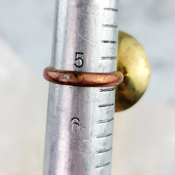 Tiger Eye Ring Jewelry Size 5 Yellow Gold Brass Copper Metal Artisan Handmade - Picture 3 of 12